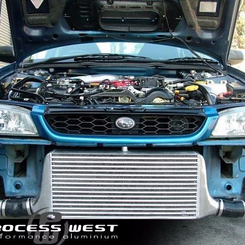 Process West Front Mount Intercooler Kit w/Silver Core, Black Piping for Subaru WRX/STI GC8 97-00 [PWFMIC01] - Revzone