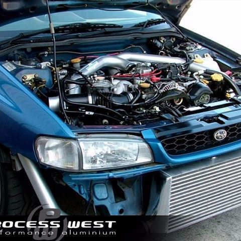 Process West Front Mount Intercooler Kit w/Silver Core, Black Piping for Subaru WRX/STI GC8 97-00 [PWFMIC01] - Revzone