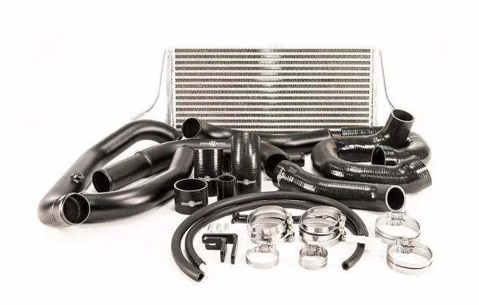 Process West Front Mount Intercooler Kit w/Silver Core, Black Piping for Subaru STI 08-14 [PWFMIC03] - Revzone