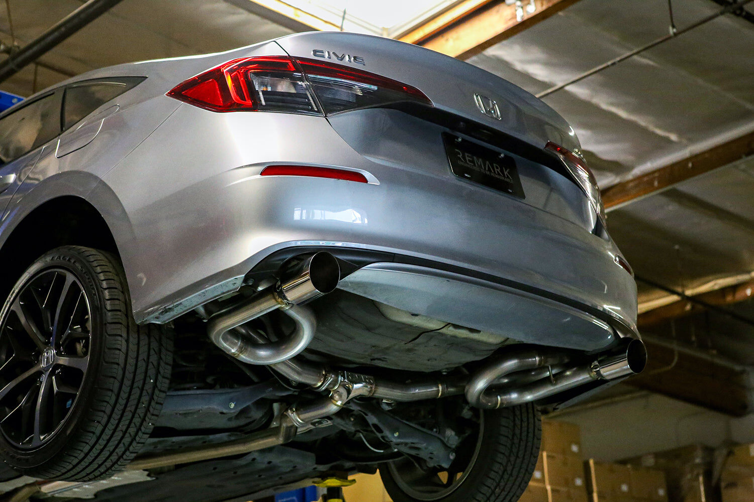 Remark Cat-Back Exhaust Link Loop Spec Dual Burnt Stainless Tips - Honda Civic Sport Sedan FE2 22+