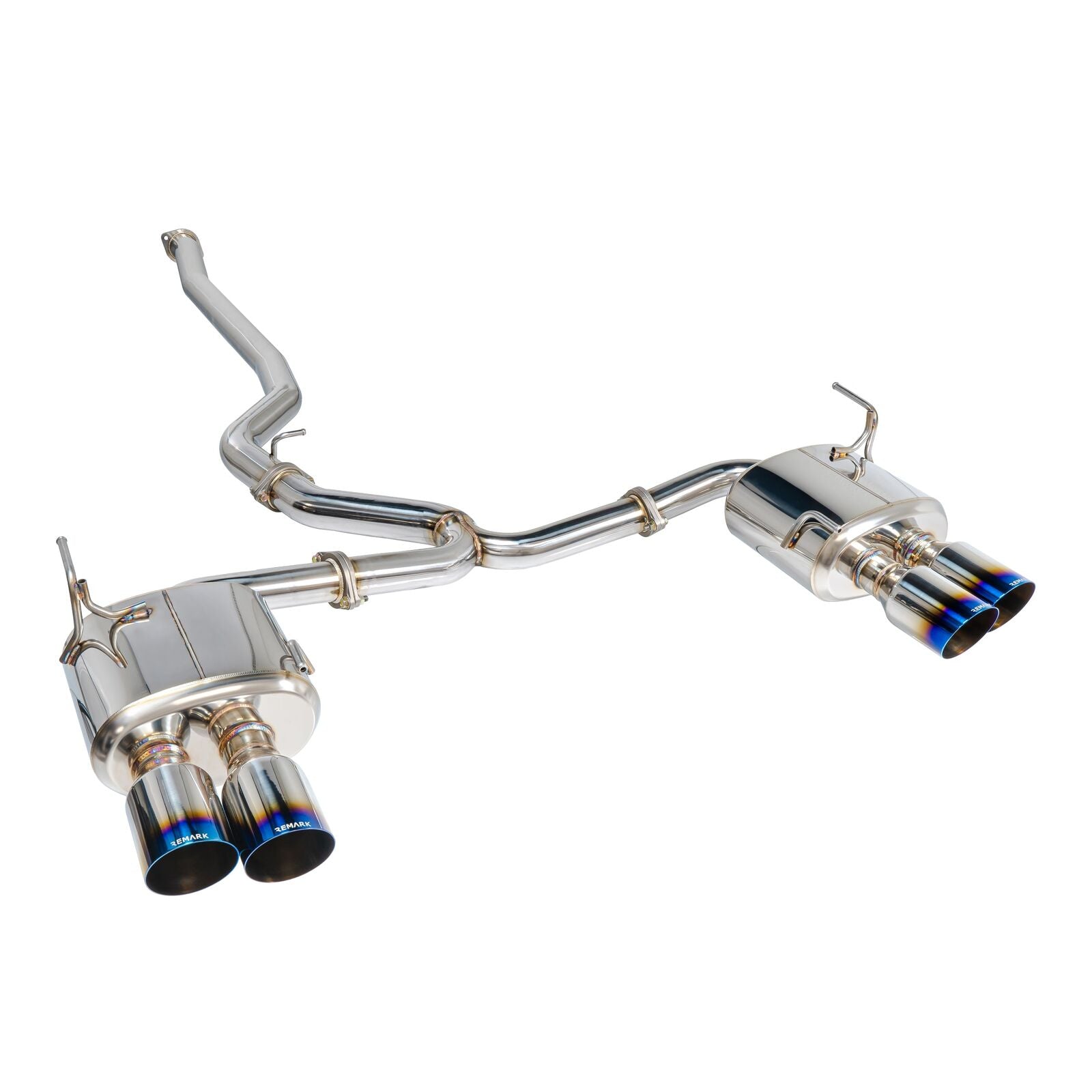 Remark Cat-Back Exhaust Burnt Stainless 4" Quad Tips (Resonated) - Subaru WRX/WRX STI VA 15-21 (RK-C4076S-01TC) - Remark - Revzone