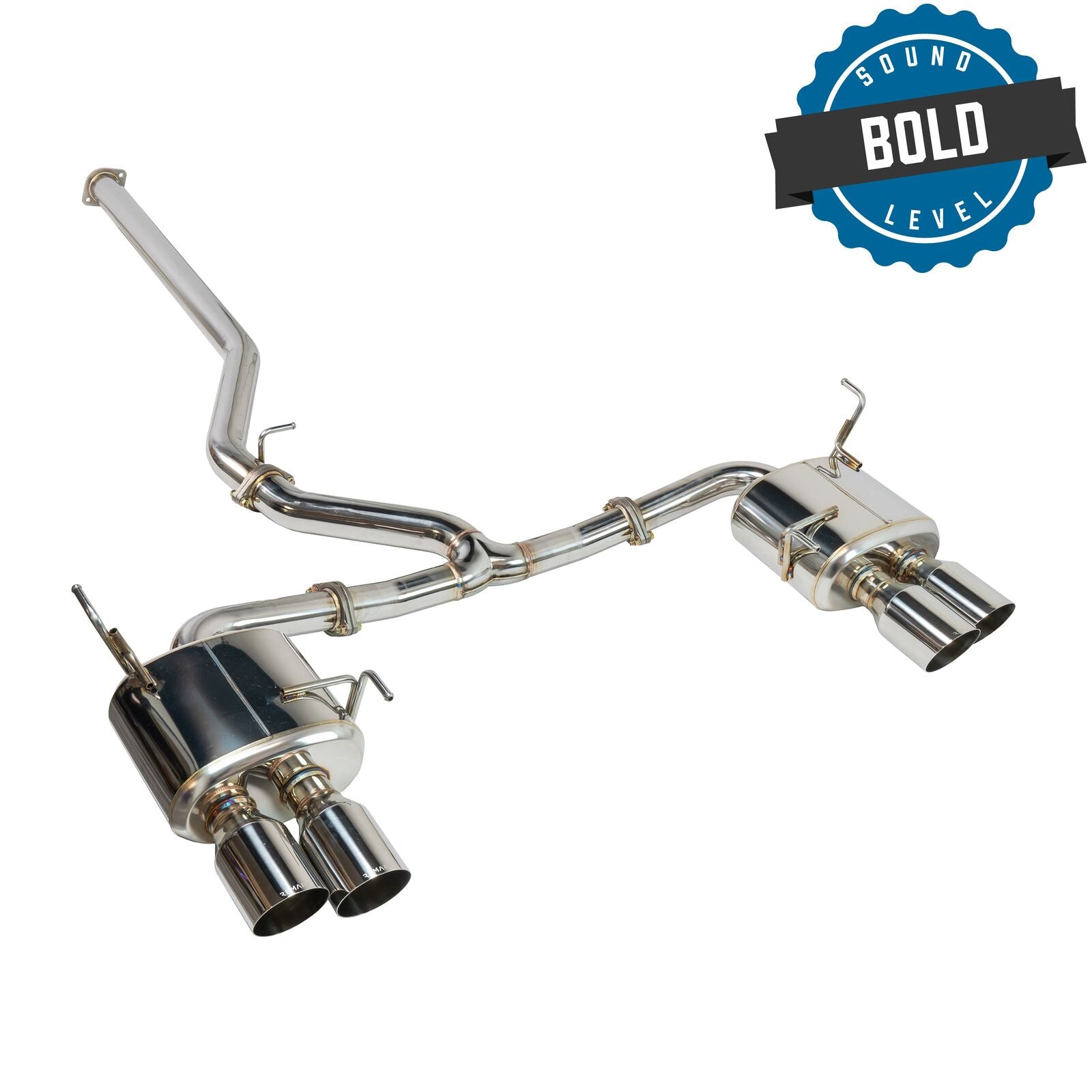 Remark Cat-Back Exhaust Stainless Single 4" Quad Tips (Non-Resonated) - Subaru WRX VB 22+ (RK-C4076S-02) - Remark - Revzone