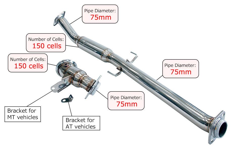 HKS Metal Catalyzer kit with 75mm pipe, 150 cell cats and MT/AT brackets - HKS - Revzone