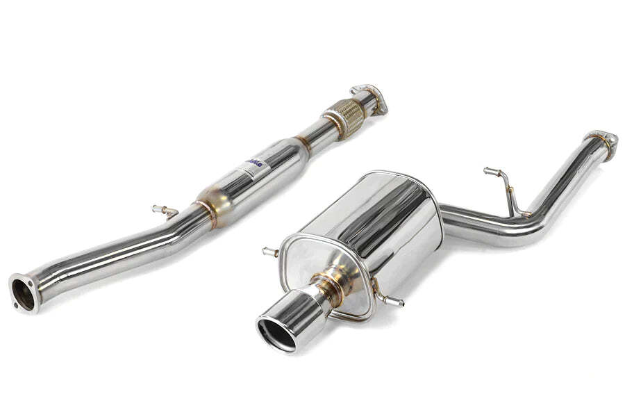 Invidia Q300 Turbo Back Exhaust - Rolled Titanium Blue Tips - Subaru WRX/STI GD 01-07 - Revzone