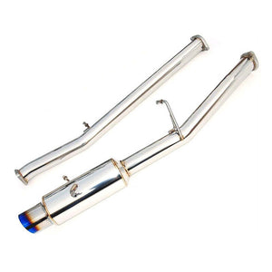 Invidia N1 Turbo Back Exhaust Non-Resonated - Straight Cut Titanium Blue Tips - Subaru WRX/STI GD 01-07