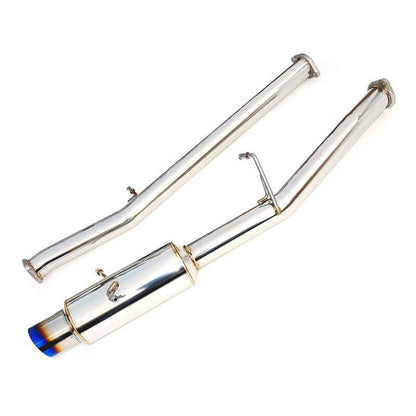 Invidia N1 Turbo Back Exhaust Non-Resonated - Straight Cut Titanium Blue Tips - Subaru WRX/STI GD 01-07