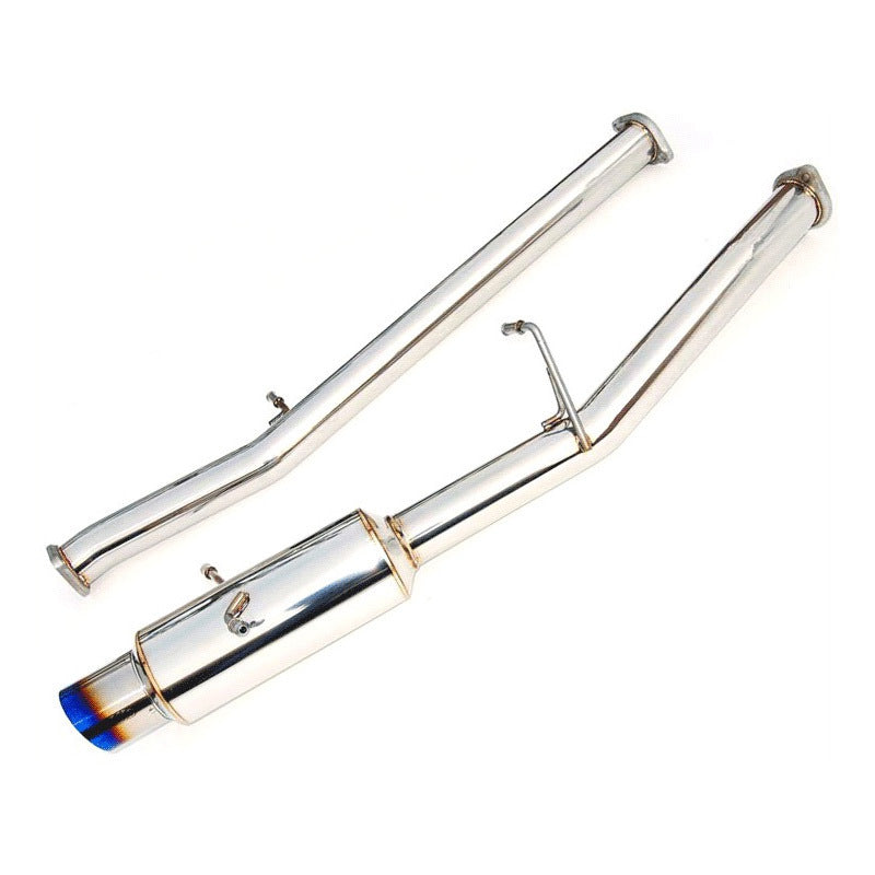 Invidia N1 Turbo Back Exhaust Non-Resonated - Straight Cut Titanium Blue Tips - Subaru WRX/STI GD 01-07 - Revzone