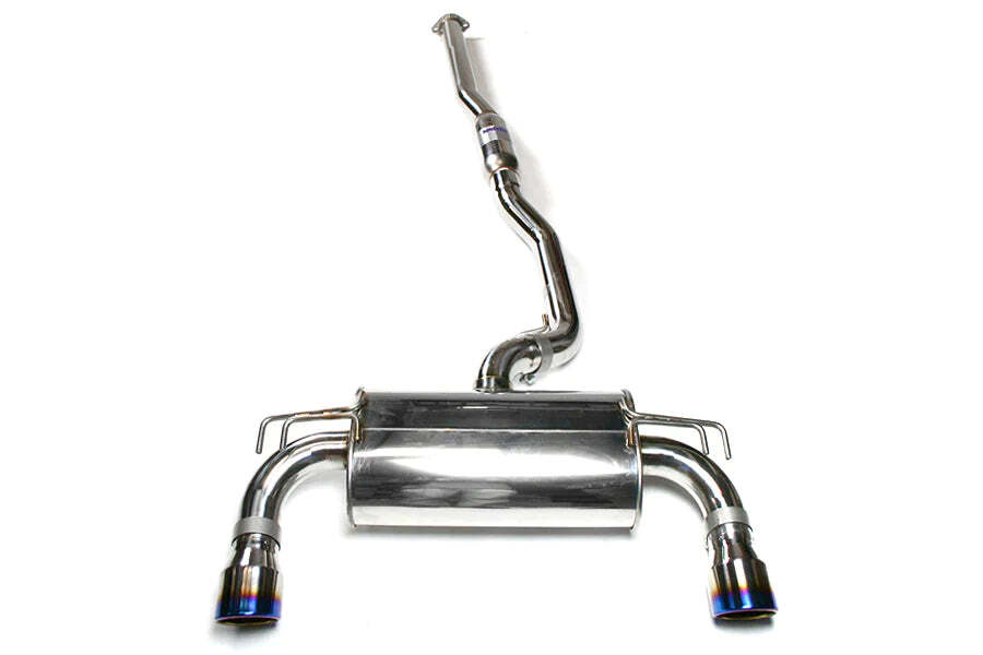 Invidia Q300 Turbo Back Exhaust w/PSR O2 Housing - Straight Cut Titanium Blue Tips - Mitsubishi Evo X CZ4A - Revzone