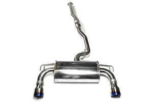 Invidia Q300 Turbo Back Exhaust w/PSR O2 Housing - Straight Cut Titanium Blue Tips - Mitsubishi Evo X CZ4A