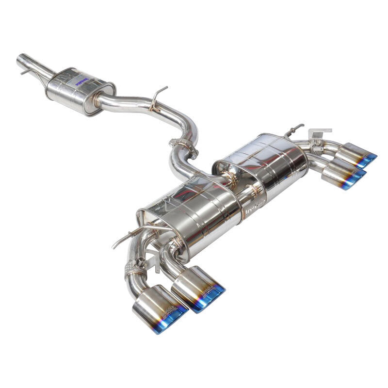 Invidia R400 Valved Turbo Back Exhaust w/Oval Tips - Rolled Titanium Blue Tips - VW Golf R Mk7 - Revzone