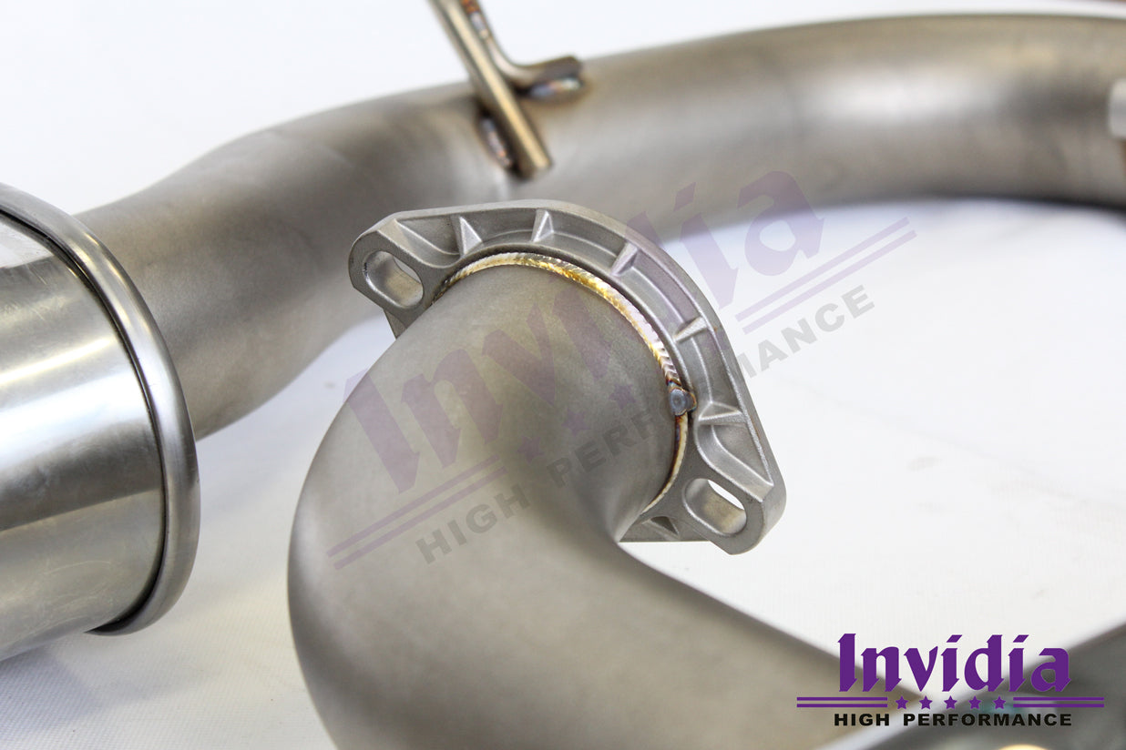 Invidia Q300 Non-Valved Turbo Back Exhaust w/Oval Tips - Rolled Polished Stainless Tips - VW Golf R Mk7 - Revzone