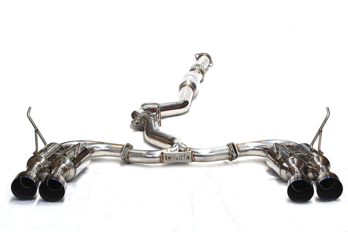 Invidia R400 Turbo Back Exhaust - Straight Cut Titanium Blue Tips - Subaru WRX 15-21 (6MT) - Revzone