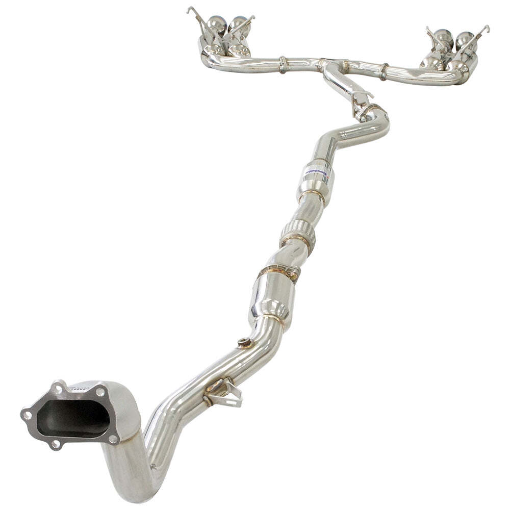 Invidia R400 Turbo Back Exhaust - Straight Cut Titanium Blue Tips - Subaru WRX 11-14/STI 11-21 (5MT/6MT) - Revzone