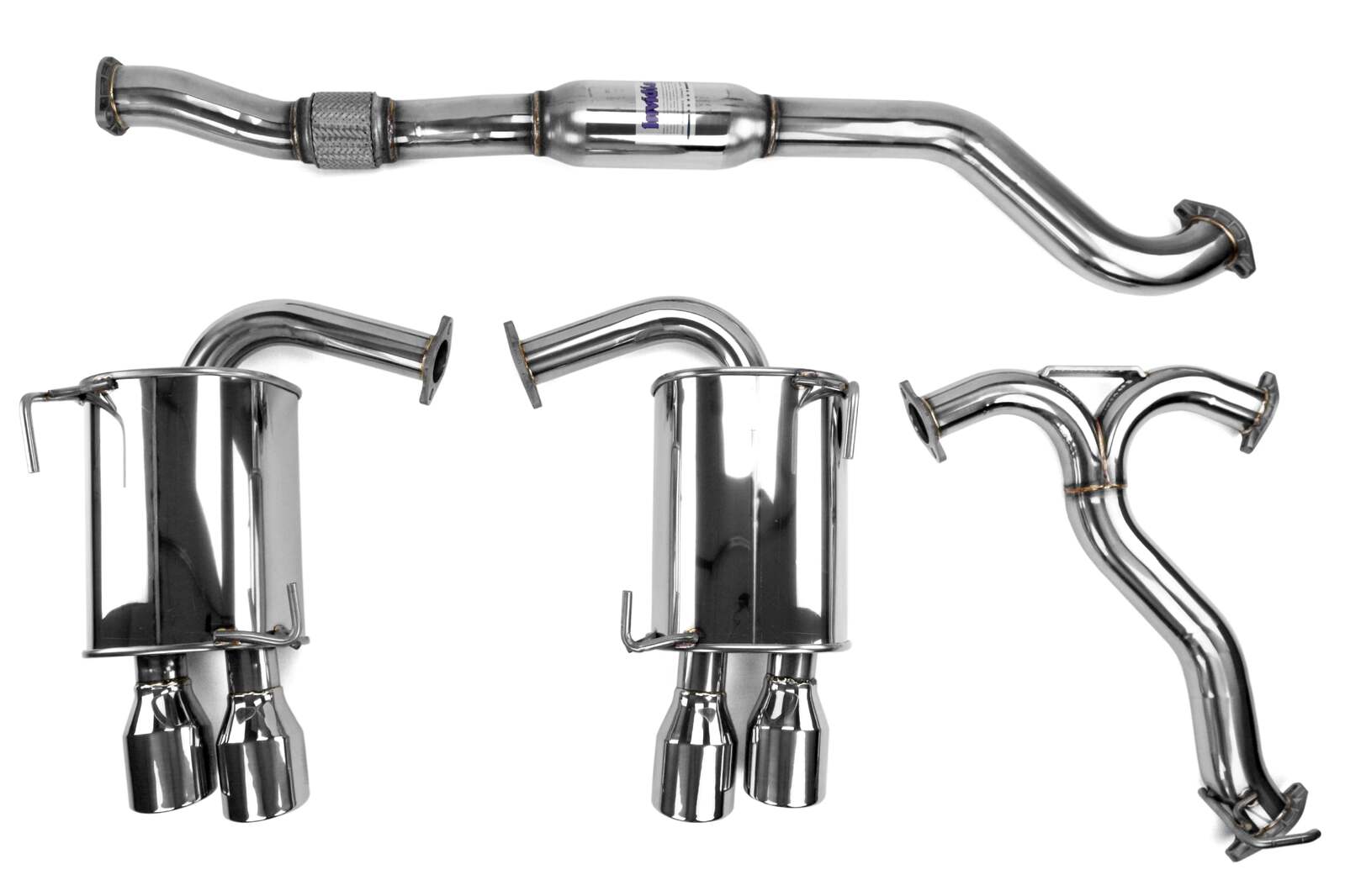 Invidia Q300 Turbo Back Exhaust - Straight Cut Titanium Blue Tips - Subaru WRX 15-21 (6MT) - Revzone