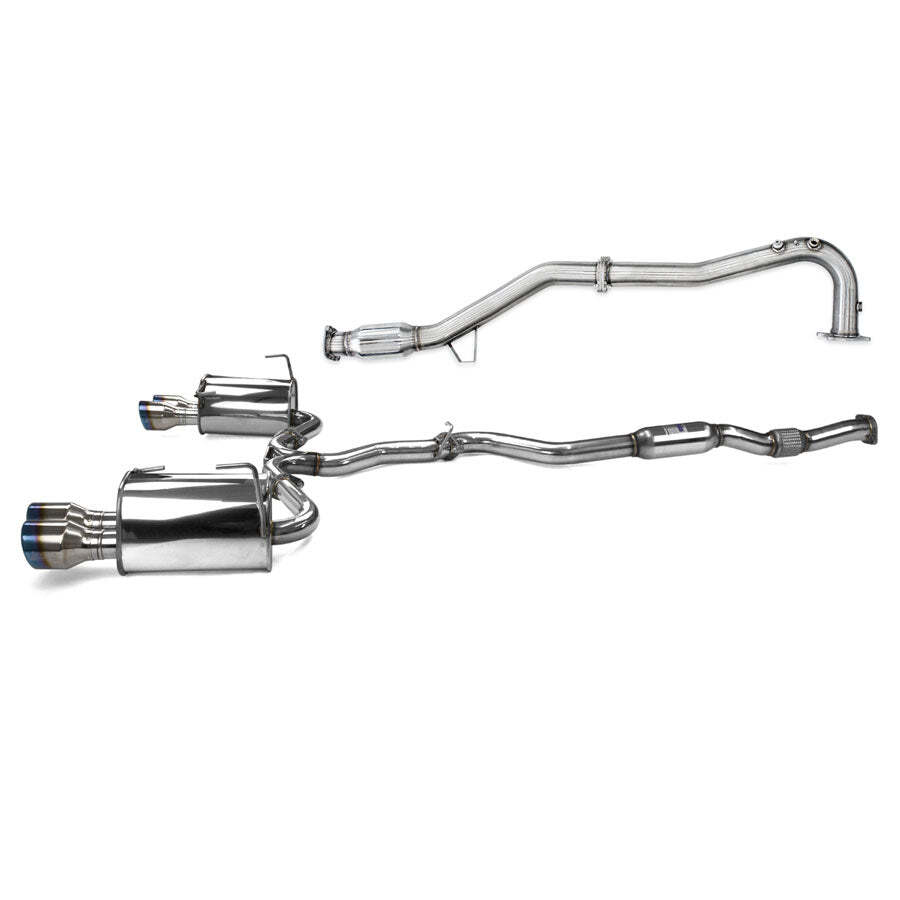 Invidia Q300 Turbo Back Exhaust - Straight Cut Titanium Blue Tips - Subaru WRX 15-21 (CVT Auto) - Revzone
