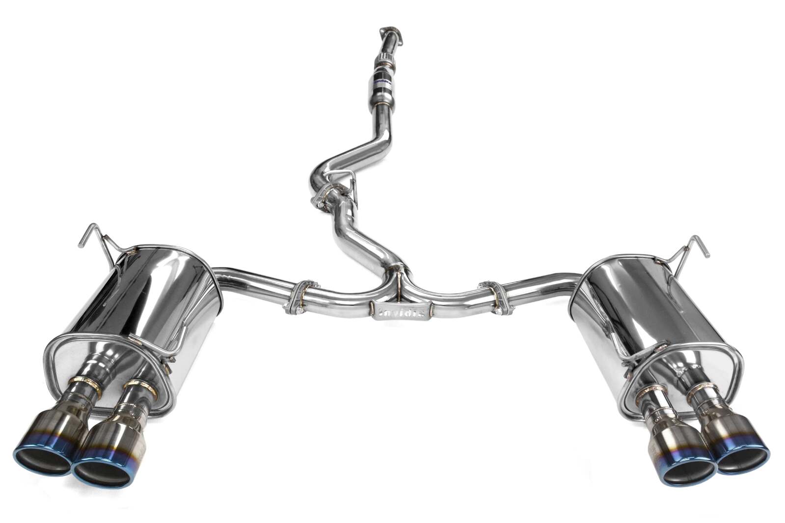 Invidia Q300 Turbo Back Exhaust - Straight Cut Titanium Blue Tips - Subaru WRX 11-14/STI 11-21 (5MT/6MT) - Revzone