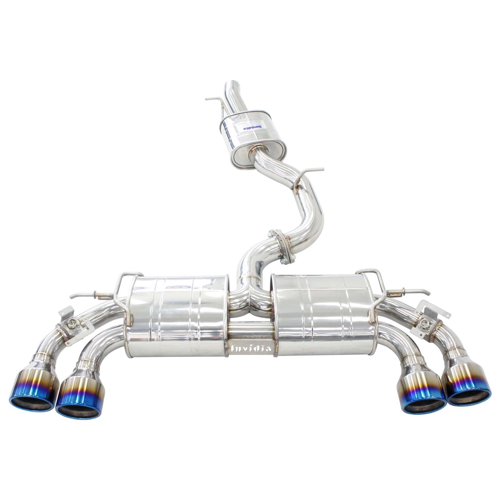 Invidia R400 Valved Turbo Back Exhaust w/Round Tips - Rolled Titanium Blue Tips - VW Golf R Mk7.5 - Revzone