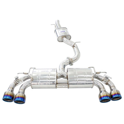 Invidia R400 Valved Turbo Back Exhaust w/Round Tips - Rolled Titanium Blue Tips - VW Golf R Mk7.5