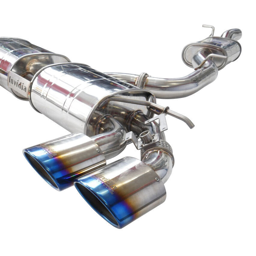Invidia R400 Valved Turbo Back Exhaust w/Round Tips - Rolled Titanium Blue Tips - VW Golf R Mk7.5 - Revzone