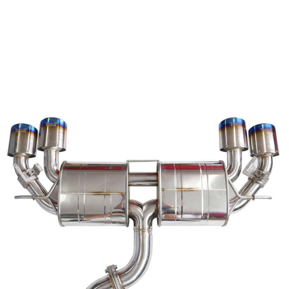 Invidia R400 Valved Turbo Back Exhaust w/Round Tips - Rolled Titanium Blue Tips - VW Golf R Mk7.5 - Revzone