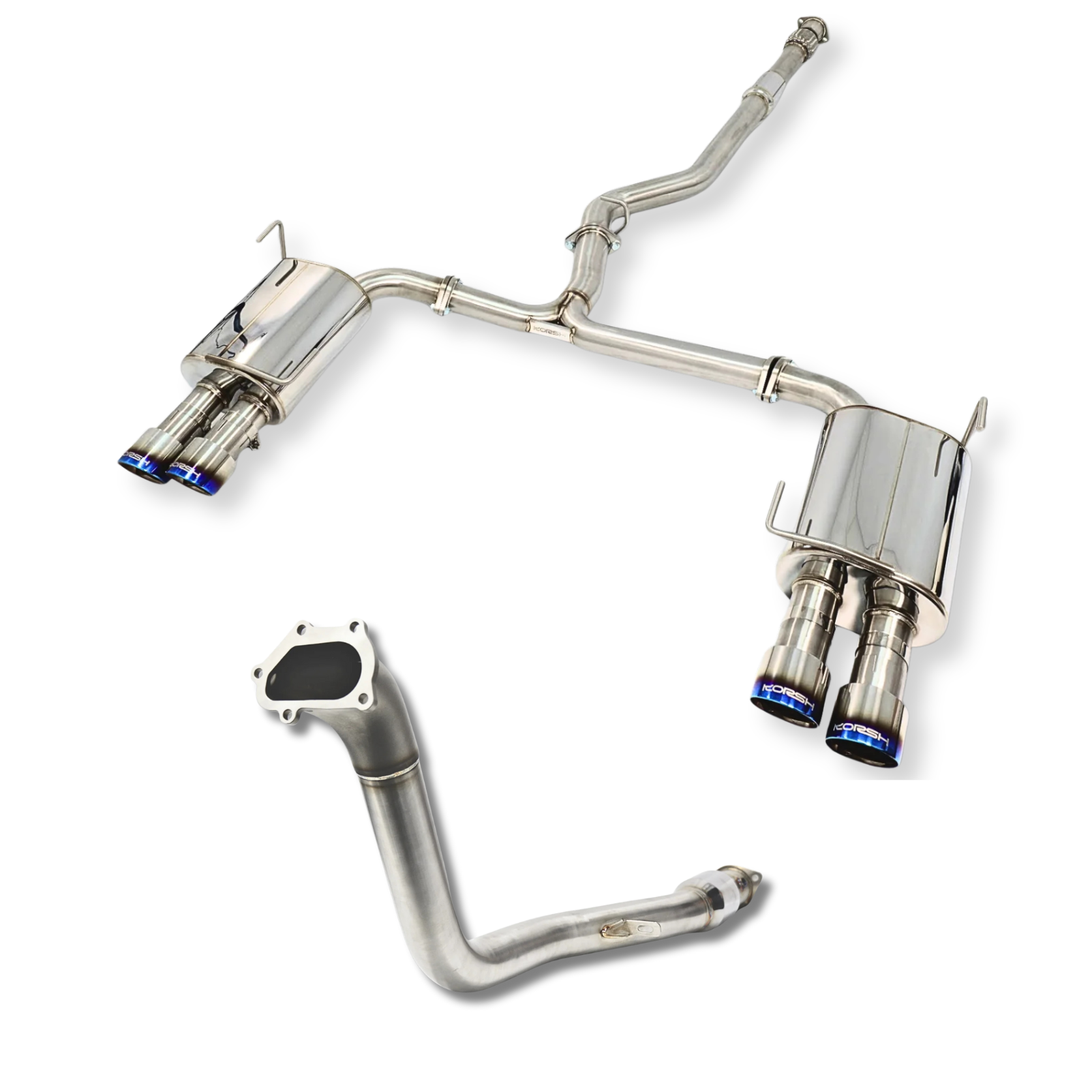 Korsh Subaru WRX 2011-14/STI 2011-2021 Turbo Back Exhaust - Stainless Steel with Titanium Tips - Revzone