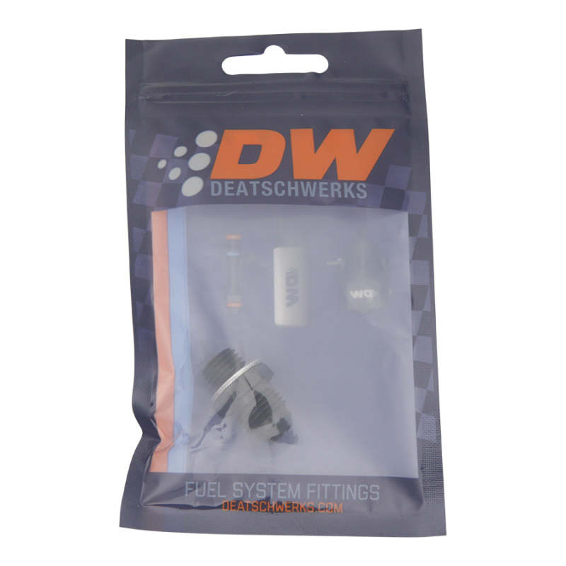 DeatschWerks 6AN Male Flare to M12 X 1.5 Male Metric Adapter (Incl Washer) - Anodized Matte Black - 6-02-0613-B
