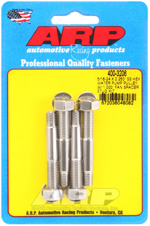 ARP 5/16-24 X 2.250 SS Hex Water Pump Pulley w/ 1.000in Fan Spacer Stud Kit - 400-3206