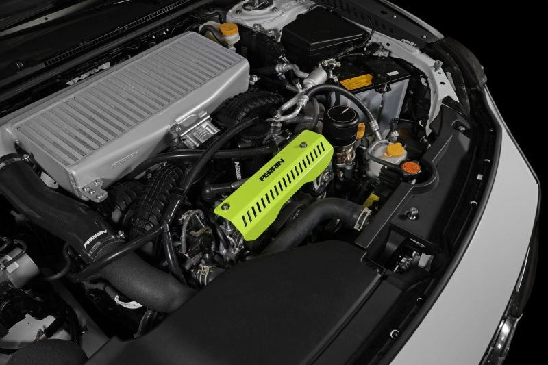 PERRIN 22-25 Subaru WRX Pulley Cover - Neon Yellow (SHORT - For Use w/PERRIN AOS) - PSP-ENG-154NY