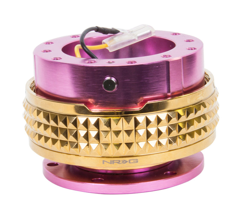 NRG Quick Release Kit - Pyramid Edition - Pink Body / Chrome Gold Pyramid Ring - SRK-210PK/CG