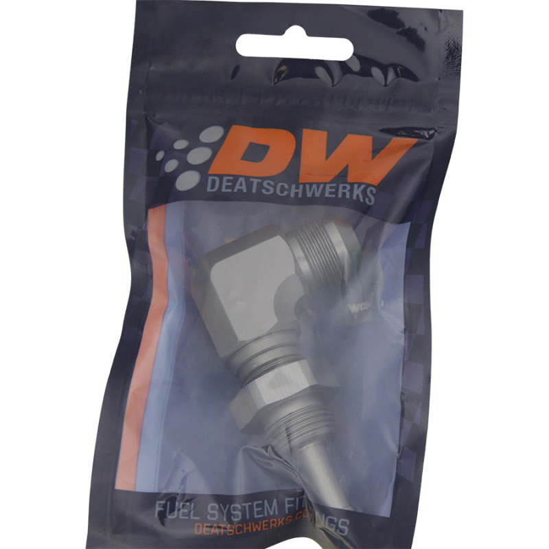 DeatschWerks 8AN Male Flare To 5/16in. Male Barb Bulkhead Adapter 90-Degree (Incl. Nut) - 6-02-0713