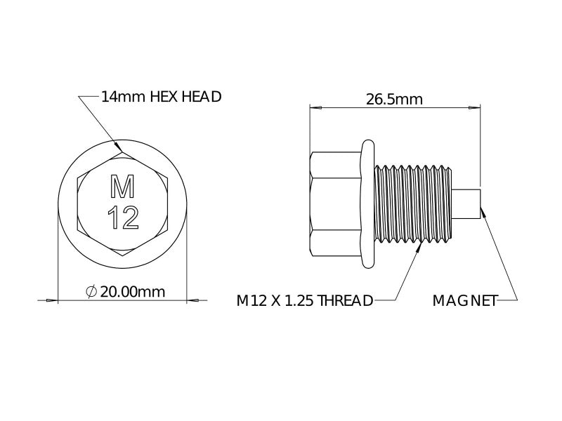 aFe POWER Magnetic Drain Plug M12 x 1.25 - Universal - 59-04005