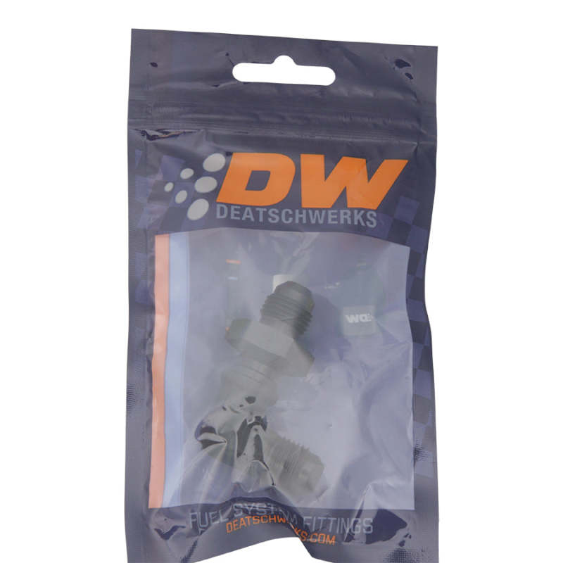 DeatschWerks 6AN Male Flare to 6AN Male Flare Bulkhead Adapter 90-Degree - Anodized Matte Black - 6-02-0710-B