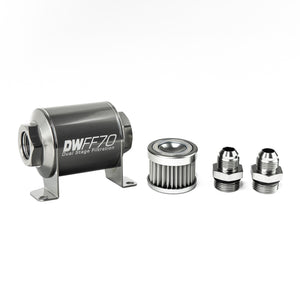 DeatschWerks Stainless Steel 8AN 5 Micron Universal Inline Fuel Filter Housing Kit (70mm) - 8-03-070-005K-8