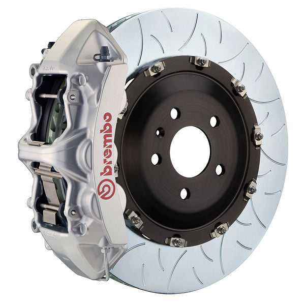 Brembo GT Big Brake Kit Front 6-Piston 405x34 - Porsche Cayenne Turbo 957 08-10 - GT Silver Slotted Type 3 - Revzone