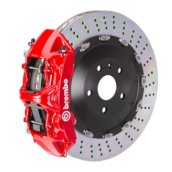 Brembo GT Big Brake Kit Front 6-Piston 405x34 - Porsche Cayenne, Cayenne S, Cayenne GTS 958 11-18 - GT Red Drilled - Revzone