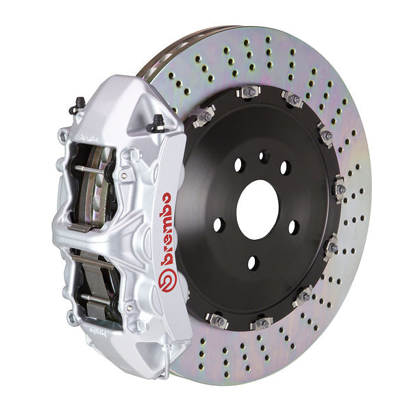 Brembo GT Big Brake Kit Front 6-Piston 405x34 - Porsche Cayenne, Cayenne S, Cayenne Turbo 955 957 03-10 - GT Silver Drilled - Revzone