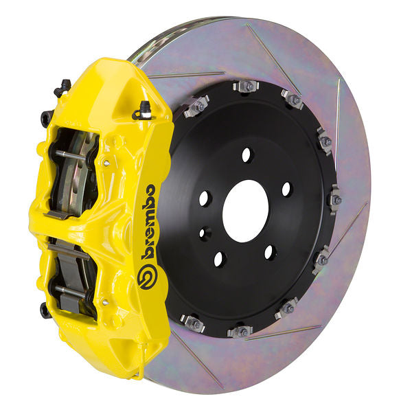 Brembo GT Big Brake Kit Front 6-Piston 405x34 - Porsche Cayenne, Cayenne S, Cayenne GTS 958 11-18 - GT Yellow Slotted Type 1 - Revzone