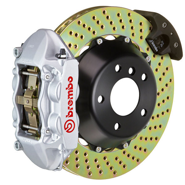 Brembo GT Big Brake Kit Rear 4-Piston 380x28 - Porsche Cayenne, Cayenne S, Cayenne GTS 958 11-18 - GT Silver Drilled - Revzone