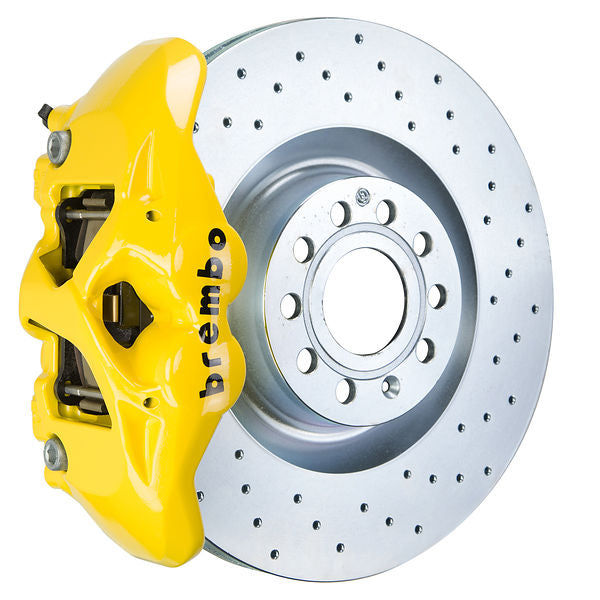 Brembo GT Big Brake Kit Front 4-Piston 345x30 - Audi TT 2.0T 8J 07-15 - GT Yellow Drilled - Revzone