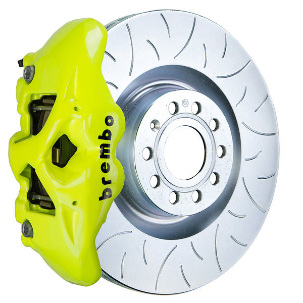 Brembo GT Big Brake Kit Front 4-Piston 345x30 - Audi A3 8P Mk5 05-19 - GT Fluoro Yellow Slotted Type 3 - Revzone