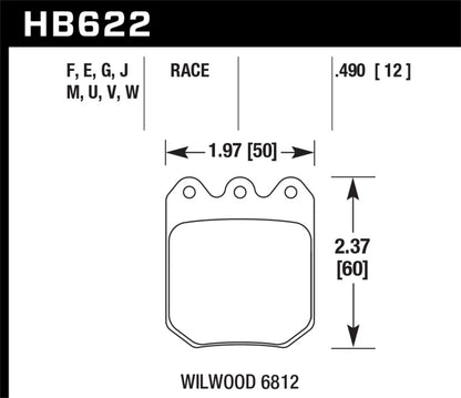 Hawk Wilwood DLS 6812 DTC-70 Brake Pads - HB622U.490