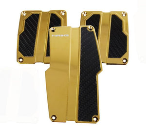NRG Brushed Aluminum Sport Pedal M/T - Chrome Gold w/Black Carbon - PDL-100CG