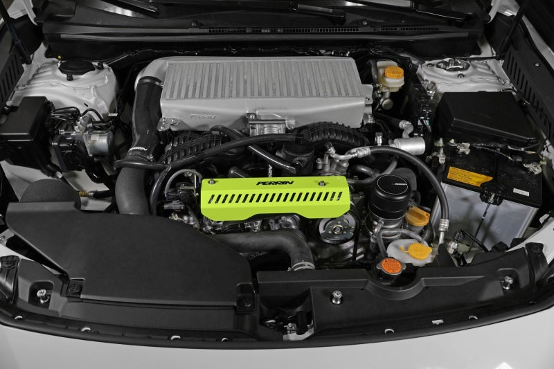 PERRIN 22-25 Subaru WRX Pulley Cover - Neon Yellow (SHORT - For Use w/PERRIN AOS) - PSP-ENG-154NY