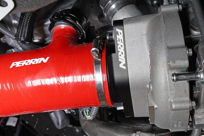 PERRIN 22-24 Subaru WRX / 20-25 LGT & OBXT Turbo Inlet Hose w/Turbo Adapter Flange (Short) - Red - PSP-INT-426RD