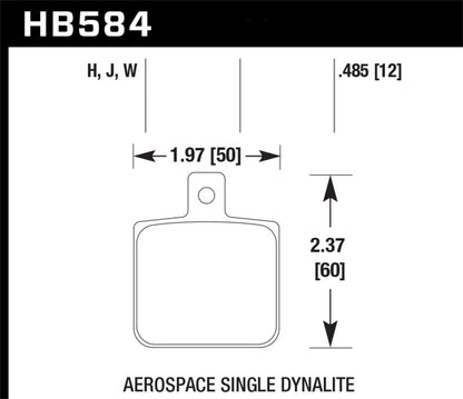 Hawk Aerospace Single Dynalite 12mm Thickness DTC-30 Race Brake Pads - HB584W.485