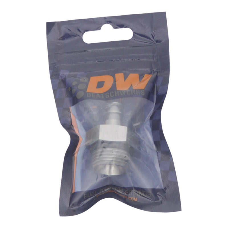 DeatschWerks 8AN ORB Male to 5/16in Male Triple Barb Fitting (Incl O-Ring) - Anodized DW Titanium - 6-02-0512
