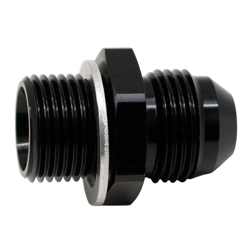 DeatschWerks 8AN Male Flare to M18 X 1.5 Male Metric Adapter (Incl Washer) - Anodized Matte Black - 6-02-0620-B