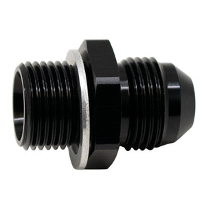 DeatschWerks 8AN Male Flare to M18 X 1.5 Male Metric Adapter (Incl Washer) - Anodized Matte Black - 6-02-0620-B