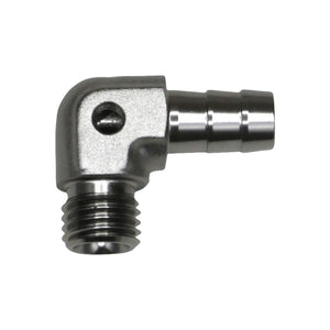DeatschWerks Metric M12 to 3/8in Hose Barb 90-Degree Fitting w/ Venturi Port - Anodized DW Titanium - 6-02-0650