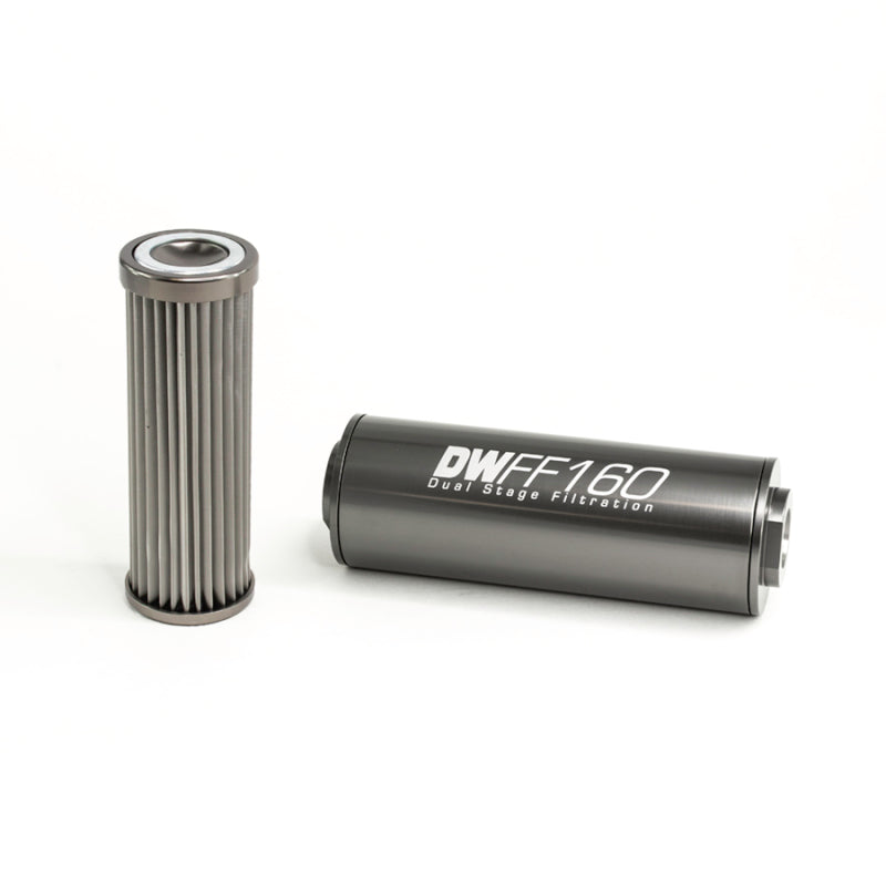 DeatschWerks Stainless Steel 10AN 10 Micron Universal Inline Fuel Filter Housing Kit (160mm) - 8-03-160-010K